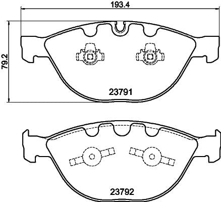 HELLA 8DB 355 006-551 Brake Pad Set, Prepared for Wear Indicator, Teves Calipers - Fits BMW 5/6/7 Series (E60 E61 E63 E64 E65 E66), M5, M6 & Rolls-Royce Phantom