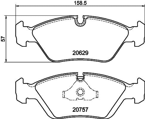 HELLA 8DB 355 006-511 Brake Pad Set - Wear Indicator Ready - Teves Calipers - Fits BMW E28/E24/E30 M3, Ferrari 328, Maserati Biturbo/Ghibli/228/Spyder, Porsche 928
