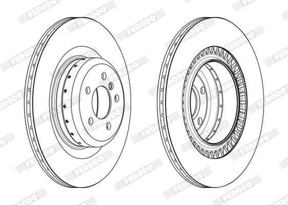 Ferodo DDF2624VC-1 Two-Piece Vented Coated Brake Disc for BMW X6 (E71, E72) | 385mm x 24mm | 5-Hole Rotor