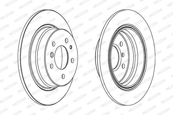 Ferodo DDF221C-1 Brake Disc for BMW 5 Series, 300 mm — Solid, Coated, 5-Hole, 10 mm Thick, Includes Bolts/Screws | OE-Quality Replacement Brake Rotor