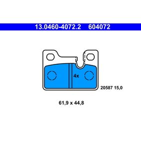 ATE 13.0460-4072.2 Brake Pad Set Fits BMW 3 Series E21 Saloon (1975-1983) – Genuine ATE, For ATE Callipers, Prepared for Wear Indicator, Excludes Wear Sensor