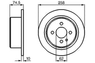 BOSCH 0 986 478 563 Brake Disc (Rotor) for BMW 3 Series E30 Saloon - Solid, Oiled, 257.7mm, 4-Hole, OE Quality (0986478563)