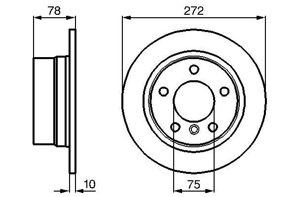 BOSCH 0 986 478 641 Brake Disc (Rotor) 272x10mm for BMW 3 Compact (E36) - High-Carbon Coated Solid 5-Bolt OE Replacement | 0986478641