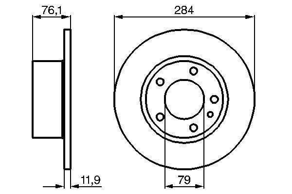 BOSCH 0 986 478 037 Brake Disc (Rotor) for BMW 5 Series Saloon (E28) 1981–1988, 284mm x 12mm Solid, 5‑Stud, Oiled, with Bolts/Screws (0986478037)