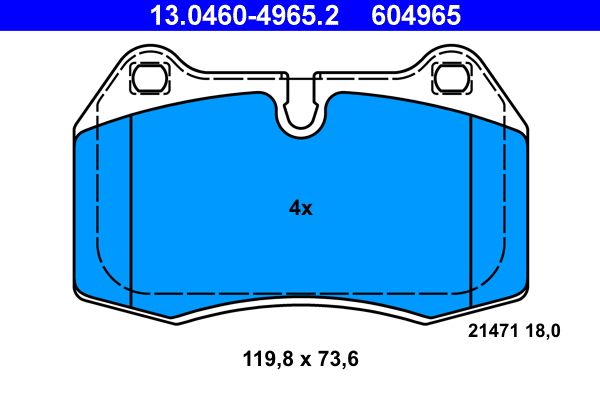 ATE 13.0460-4965.2 Brake pad set for BMW 7 (E38) excl. wear warning contact, prepared for wear indicator