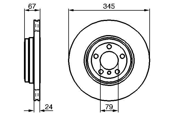 BOSCH 0 986 479 005 (0986479005) Brake Disc Rotor for BMW 7 Series E65 E66 E67 – High Carbon, Coated, Internally Vented, 345mm x 24mm, 5-Stud
