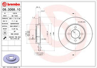 Brembo 08.3068.10 Brake Disc for BMW 3 Series - 260mm Solid Rotor, 4-Bolt, Includes Bolts/Screws