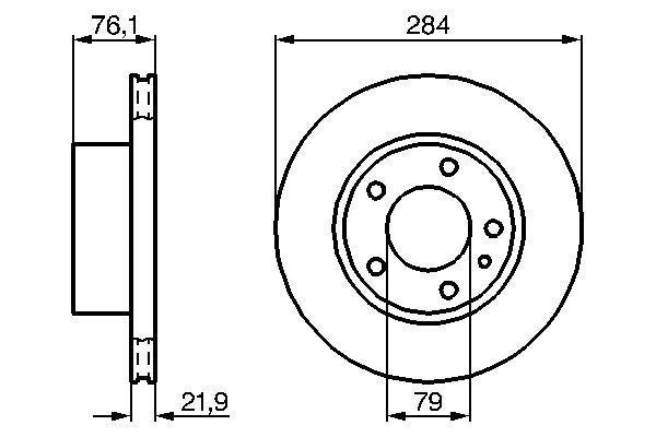 BOSCH 0 986 478 043 Brake Disc (0986478043) for BMW 5 Series E28 Saloon, 284x22mm, Internally Vented, Oiled, 5-Bolt Premium Brake Rotor