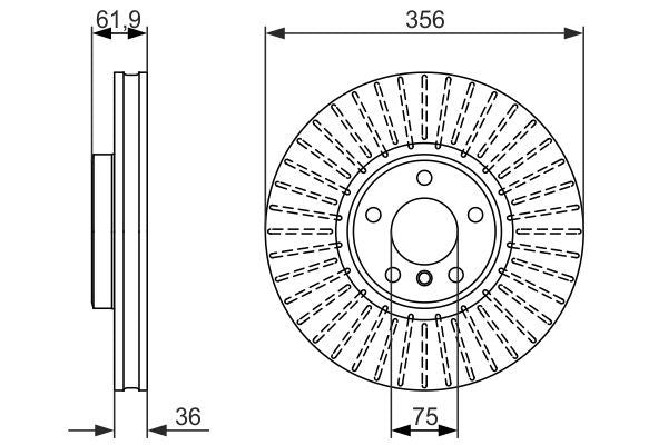 BOSCH 0 986 479 349 Brake Disc (0986479349) for BMW X5 E53 - 356mm Vented, High-Carbon, Coated, 5-Hole OE Replacement Brake Rotor