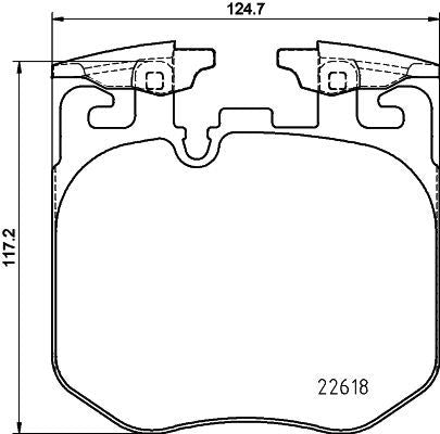 Hella 8DB 355 039-461 Brake Pad Set for BMW 3 4 5 6 7 8 Series X5 X6 X7 G20 G30 G22 G32 G11 G12 G15 G05 G06 G07 & Rolls-Royce Cullinan/Phantom VIII - Brembo Calipers - Wear Sensor Ready