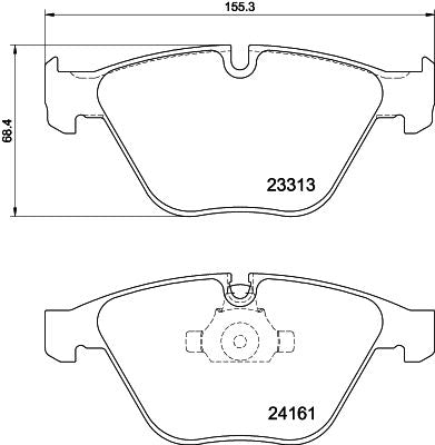 HELLA 8DB 355 039-241 Brake Pad Set with Wear Sensor and Fitting Kit for BMW 3 Series E90 E91 E92 (330i 335i 330d 335d), X1 E84 - Teves Calipers, 68.4 mm Pad Height