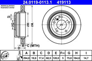 ATE 24.0119-0113.1 BMW 3 Series Brake Disc 294x19mm - Vented, High-Carbon, Anti-Corrosion Coated, 5-Hole, Includes Bolts & Screws