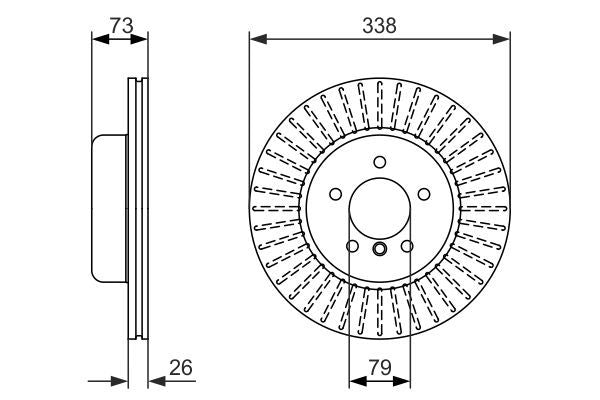 BOSCH 0 986 479 773 Brake Disc for BMW 1 Series Vented, Coated, High-carbon