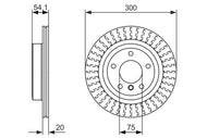 BOSCH Brake Disc (Rotor) 0 986 479 775 (0986479775) for BMW Z4 Roadster E89 - Vented, High-Carbon, Coated, 300mm, 5-Hole - Includes Bolts/Screws