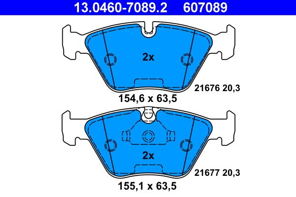 ATE 13.0460-7089.2 Brake pad set for BMW 5 Series excl. wear warning contact, prepared for wear indicator