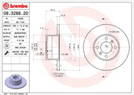 Brembo 08.3288.20 Solid 255mm 4-Hole Brake Disc Rotor for BMW 3 Series - Includes Bolts/Screws