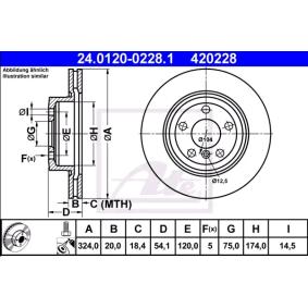 ATE 24.0120-0228.1 Brake Disc for BMW Z4 Roadster (E89) Vented, Coated, High-carbon, with bolts/screws