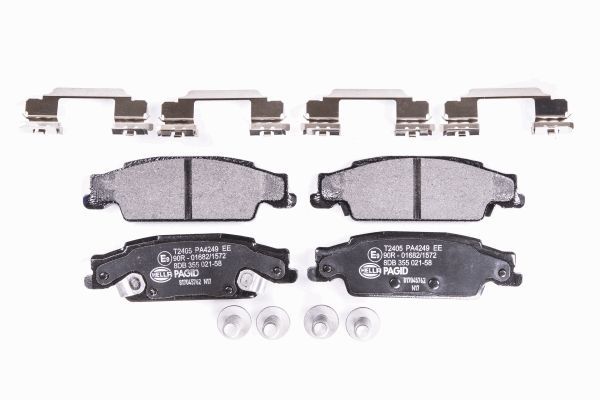 Hella 8DB 355 021-631 Brake Pad Set Prepared For Wear Indicator, With Brake Caliper Screws, With Accessories