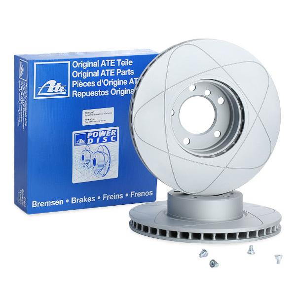 ATE PowerDisc 24.0330-0107.1 (24033001071) BMW 5 Series Brake Disc, 324mm Vented High‑Carbon Coated Rotor, 5‑Hole, Includes Bolts/Screws