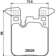 Genuine Hella 8DB 355 021-341 Brake Pad Set for BMW F20 F21 F22 F23 F30 F31 F32 F33 F34 F36, M2 F87, M3 F80, M4 F82 F83 – Brembo Calipers – Prepared for Wear Indicator – With Counterweights – OE Quality