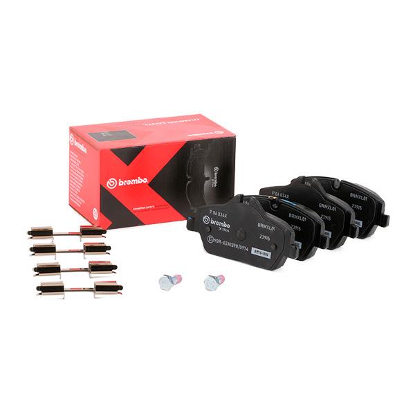 Brembo P 06 034X Brake Pad Set (P-06-034X) for BMW 1 Series E81/E87, 2 Series F45 & MINI R55–R59, F54–F57 | Lucas Calipers | Prepared for Wear Indicator | Includes Brake Caliper Screws