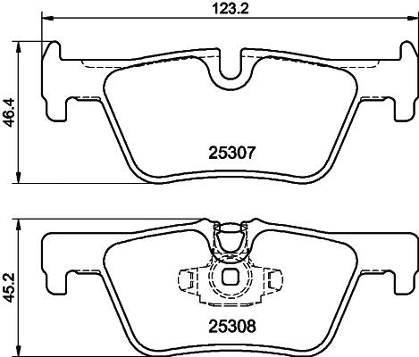 HELLA 8DB 355 019-971 Brake Pad Set for BMW 1 2 3 4 Series (F20 F21 F22 F23 F30 F31 F34 F32 F33 F36), Wear Indicator Ready, Teves Calipers, OE Quality