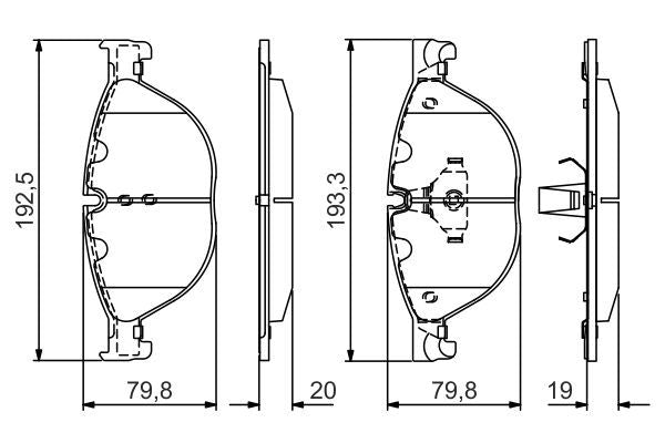 Bosch 0986495439 Brake Pad Set for BMW 5 6 7 Series (F10 F11 F07 F12 F13 F06 F01 F02) - Includes Anti-Squeak Plate & Piston Clip, No Wear Sensor - 0 986 495 439 BP2071