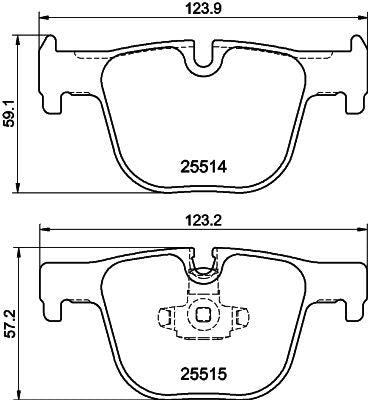 HELLA 8DB 355 019-781 Brake Pad Set - Wear Sensor Ready - Teves Calipers - BMW 3 & 4 Series F30 F31 F34 F32 F33 F36 (330d 335d 335i 340i 430d 435d 435i 440i, incl xDrive) OEM Replacement