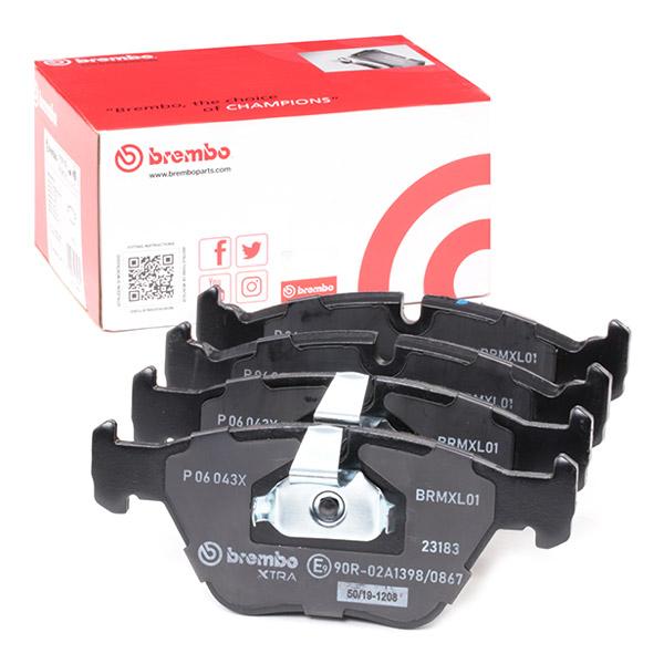 Genuine Brembo P 06 043X (P-06-043X / P06043X) Brake Pad Set - Wear Indicator Ready, Teves Caliper - Fits BMW E46 330i/330d, X3 E83, Z4 3.0si, MG ZT 260, Rover 75 V8, Wiesmann MF3