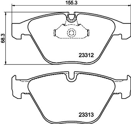 HELLA 8DB 355 015-391 Brake Pad Set for BMW 5 Series E60/E61, 6 Series E63/E64, 7 Series E65/E66 – Teves Calipers – Prepared for Wear Indicator