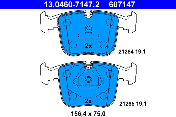 ATE 13.0460-7147.2 Brake pad set for BMW 8 (E31) excl. wear warning contact, prepared for wear indicator