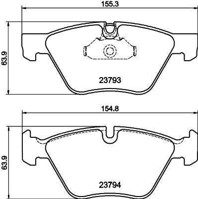 Hella 8DB 355 015-031 Brake Pad Set for BMW 5 Series E60/E61 & X1 E84 | Teves Calipers | Prepared for Wear Indicator Sensor