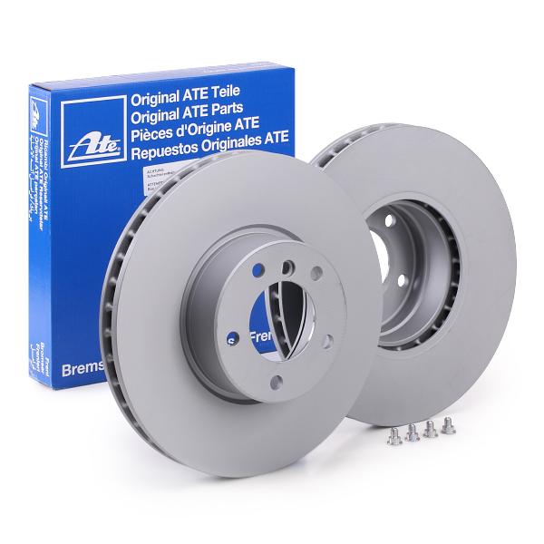 ATE 24.0130-0107.1 Brake Disc for BMW 5 Series Vented, Coated, High-carbon, with bolts/screws