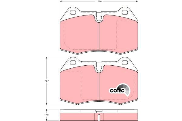 TRW COTEC GDB1269 Brake Pad Set – Wear Indicator Ready, OE Quality – Fits BMW E38 7 Series, E34 M5, E31 840i/840Ci, Nissan Skyline R33/R34