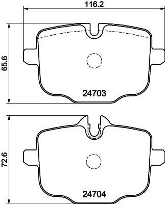 Hella 8DB 355 014-361 Brake Pad Set Prepared For Wear Indicator, With Brake Caliper Screws, With Accessories