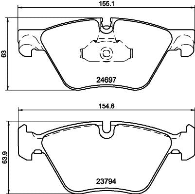 Hella 8DB 355 014-351 Brake Pad Set For Bmw 5 Series Prepared For Wear Indicator