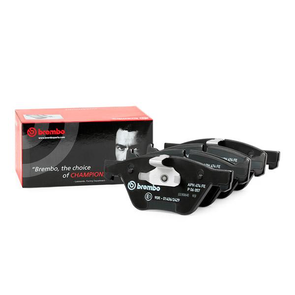 Brembo P 06 057 Brake Pad Set (P06057, P-06-057) for BMW 5 Series E60/E61 & X1 E84, Teves Calipers - Wear Indicator Ready, Anti-Squeak Plate, Piston Clip