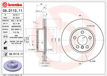 Load image into Gallery viewer, BREMBO 09.D113.11 Brake Disc for BMW 3 Series Internally Vented, Coated, High-carbon, with bolts/screws
