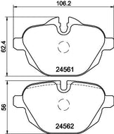 HELLA 8DB 355 013-921 Brake Pad Set for BMW - TRW Calipers - Wear Indicator Ready - Includes Caliper Screws & Accessories - Fits 5 Series F10 F11 G30 G31, 6 Series G32, 7 Series G11 G12, X3 F25 G01, X4 F26 G02, Z4 E89, i8