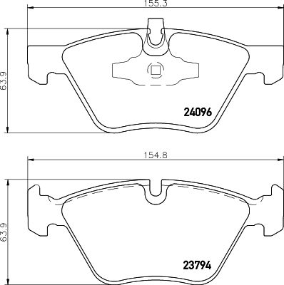 HELLA 8DB 355 011-941 Brake Pad Set for BMW 1 Series (E81 E82 E87 E88) & 3 Series (E90 E91 E92 E93), Teves Calipers, Prepared for Wear Indicator