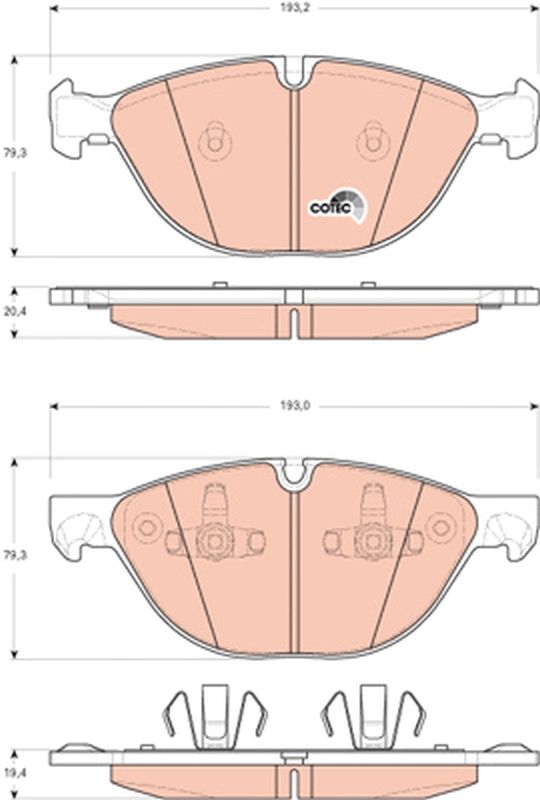 TRW COTEC GDB1728 Brake Pad Set Prepared for Wear Indicator (Wear Sensor) - Fits BMW X5 E70 F15, X6 E71 E72 F16 - High Performance OEM Replacement