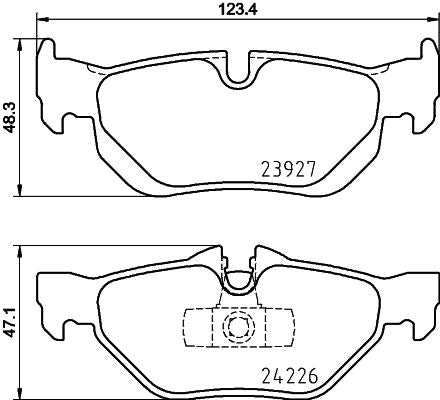 HELLA 8DB 355 011-301 (8DB-355-011-301) Brake Pad Set, Prepared for Wear Indicator - For BMW 1 Series E81 E82 E87 E88, 3 Series E90 E91 E92 E93, X1 E84 with Teves Calipers - OE-Style Replacement Pads