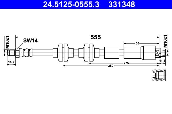 ATE 24.5125-0555.3 Brake Hose for BMW X1 (E84) 555mm, M10x1