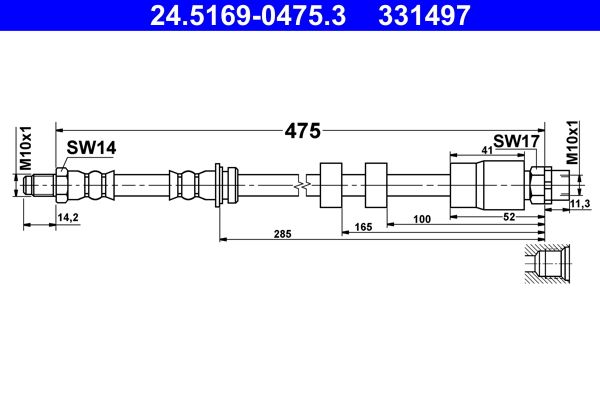 ATE 24.5169-0475.3 Brake Hose for BMW X1 (E84) 475mm, M10x1