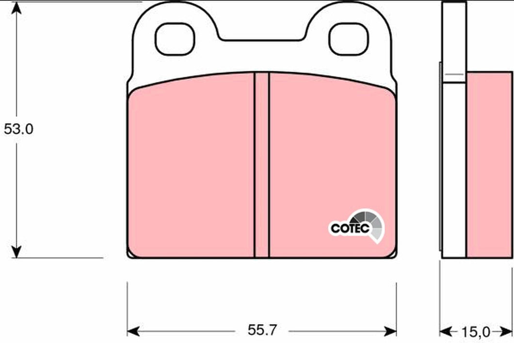 TRW COTEC GDB102 Brake Pad Set (Not Prepared for Wear Indicator) - Fits Alfa Romeo Giulia/Spider, Porsche 356/Early 911, Saab 900/99, VW Beetle/Karmann Ghia, Vauxhall/Opel Vectra B