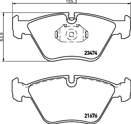 Hella 8DB 355 009-651 Brake Pad Set - Wear Indicator Ready - For Teves Calipers - BMW M3 E36/E46 (incl CSL), M5 E34, Z3 M, Z4 M - Performance Road Replacement