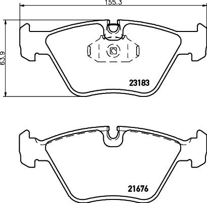Hella 8DB 355 009-001 Brake Pad Set | Wear Sensor Ready | Teves Calipers | Fits BMW E46 330i 330d 330ci 330cd 330xd, X3 E83, Z4 E85/E86 | MG ZT 260, Rover 75 V8, Wiesmann MF3