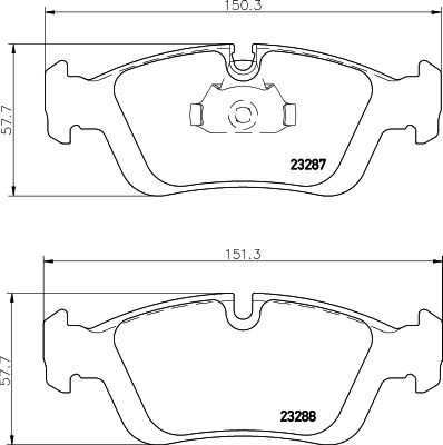 HELLA 8DB 355 008-741 Brake Pad Set - Prepared for Wear Indicator, Teves Calipers, OE Quality Front/Rear Disc Pads for BMW 3 Series E36/E46, Z3, Z4, Alpina Roadster S, Bentley Turbo R/Brooklands, Wiesmann MF3
